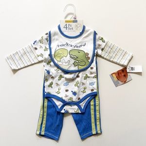 New! | Vitamin Baby | 4-Piece set with Dinosaur Pattern | Boys | Infant 9 Months
